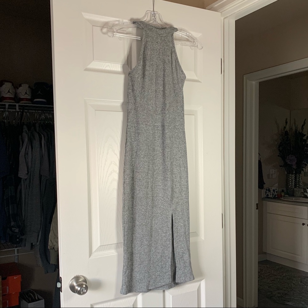 Strapless Turtleneck Grey Dress